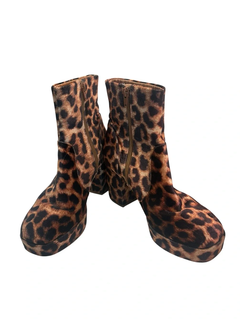 Urban Outfitters Leopard Print Platform Ankle Boots - Brown & Black
